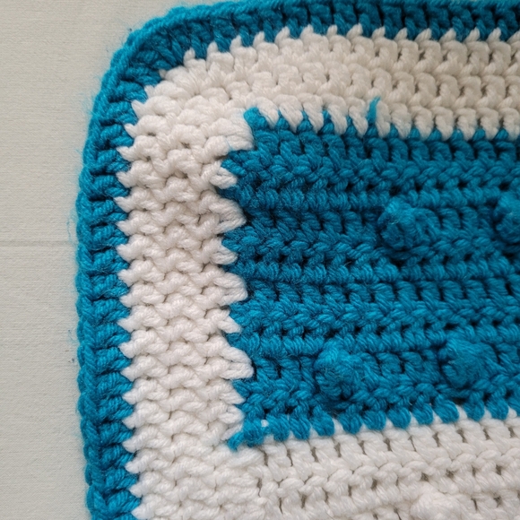 Blue and white Boho Granny crochet Handmade Blanket Throw - Picture 7 of 9